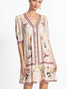 Johnny Was Loren Floral-Print Mini Dress